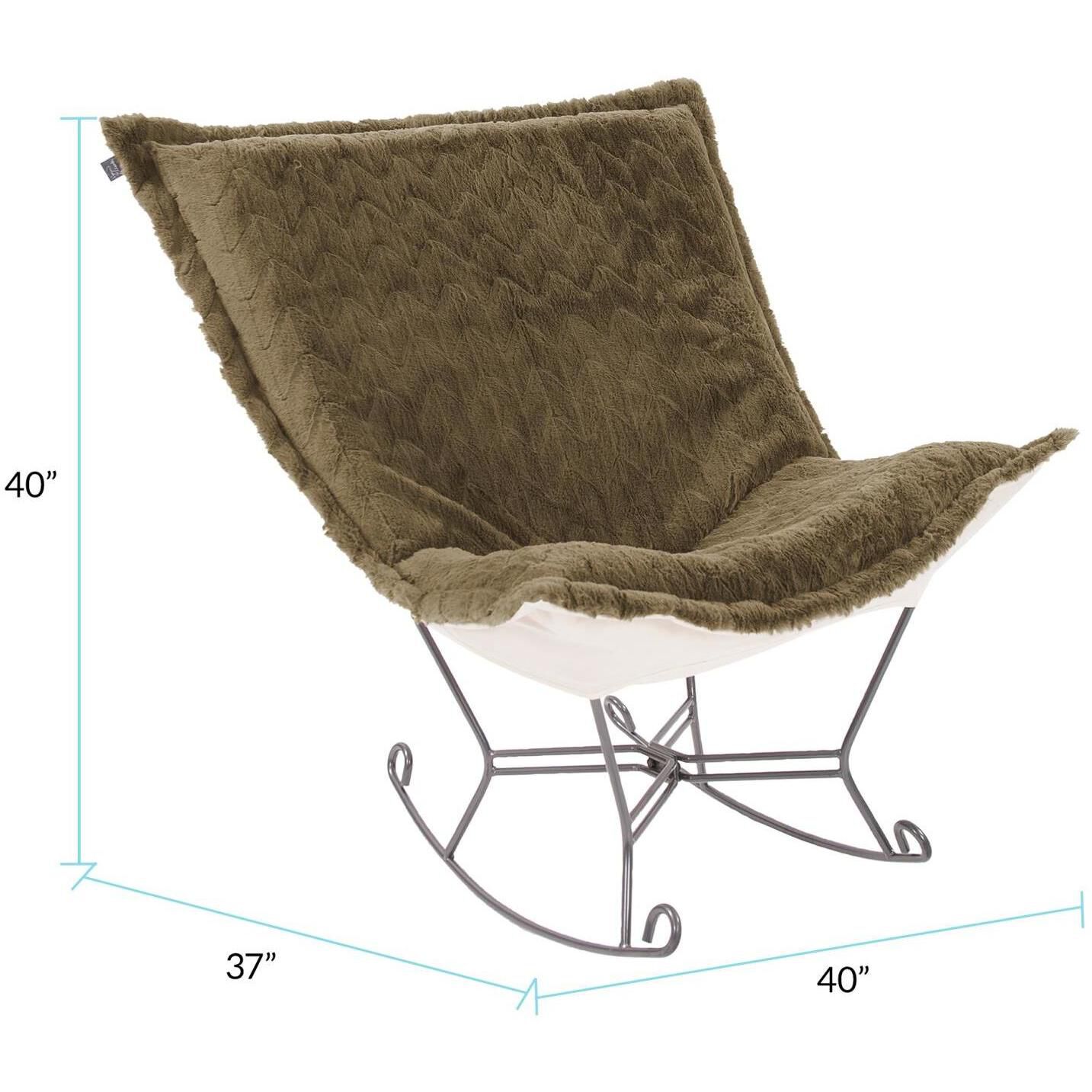 Puff Angora Moss Scroll Rocker with Cover